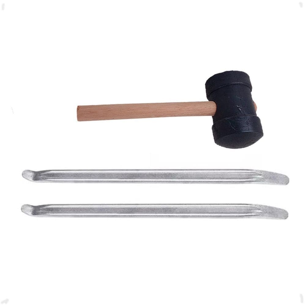 Kit Borracheiro Com 2 Espátula Chata 45Cm + Martelo Borracha