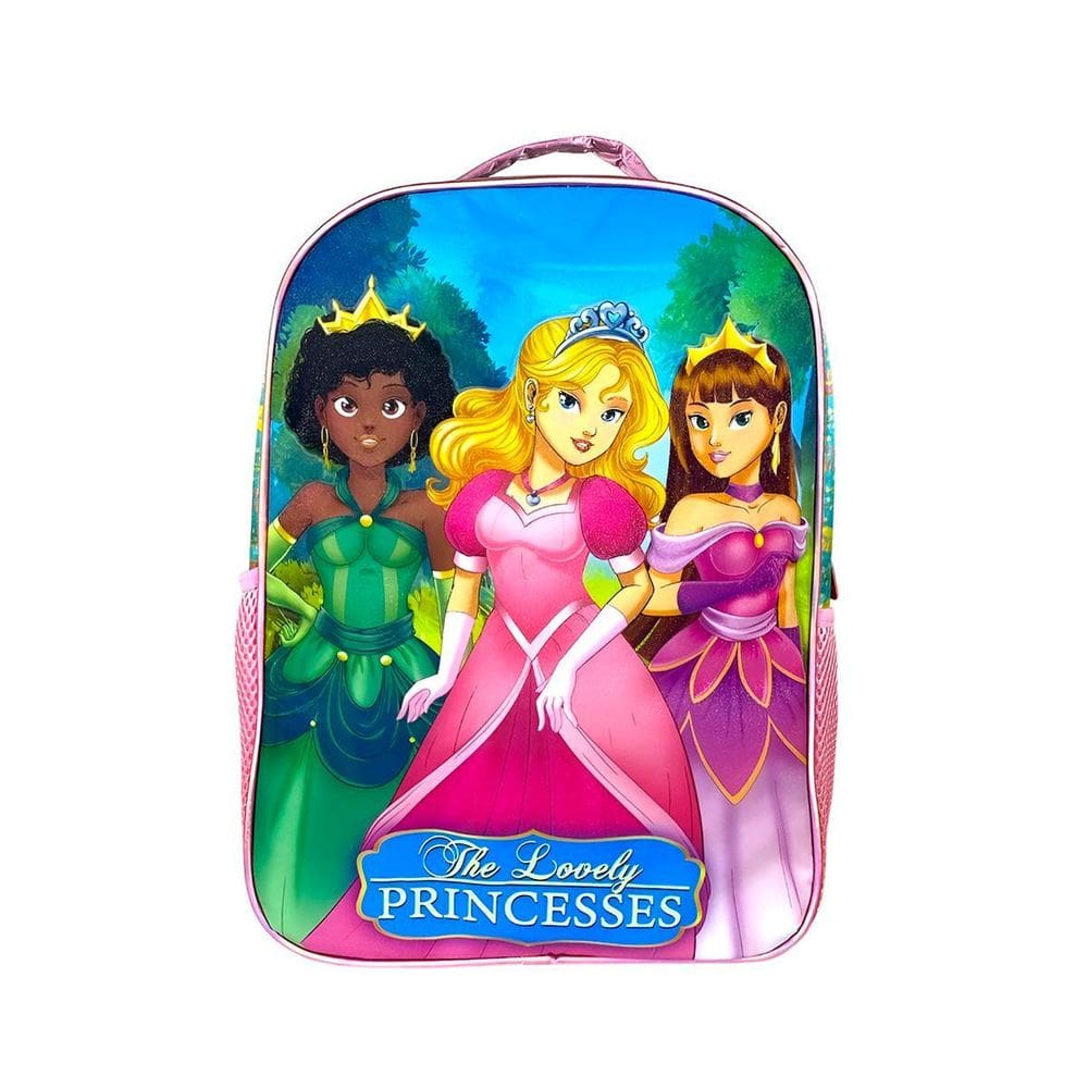 Kit Estojo, Lancheira E Mochila Infantil Princesa Rosa