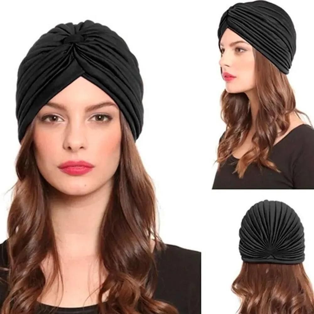 2X Turbante Feminino Indiano Cores De Cor Preto Dese