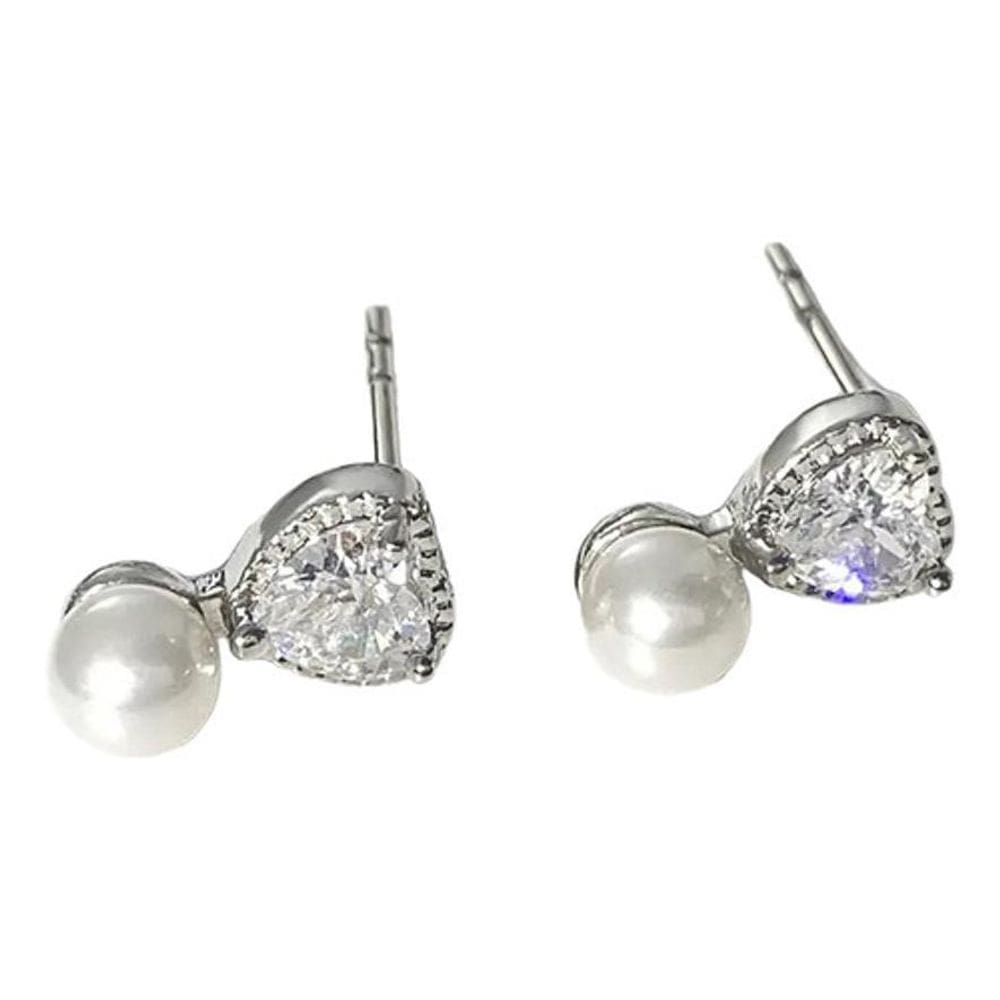 Brinco Zirconia Coração Pérola Infantil Dama Daminha Banhado