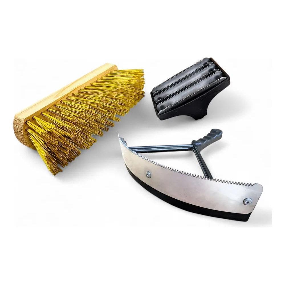 2X Limpeza Cavalo Rodo Raspador + Escova + Raspadeira Zinco