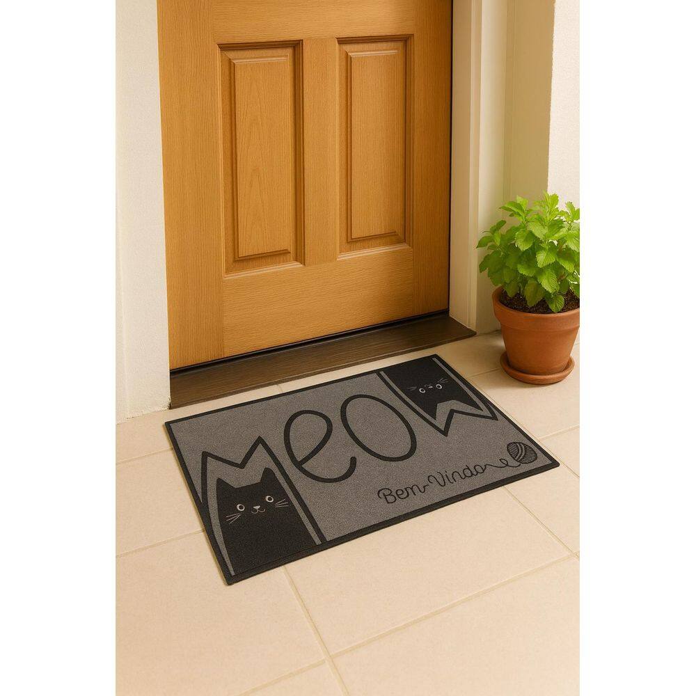 Tapete Entrada Poliéster Base Látex Antiderrapante 75X45 Gat