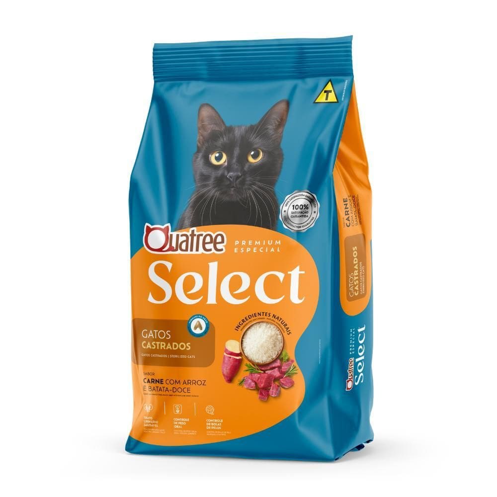 Quatree Select Gatos Castrados Carne 3Kg
