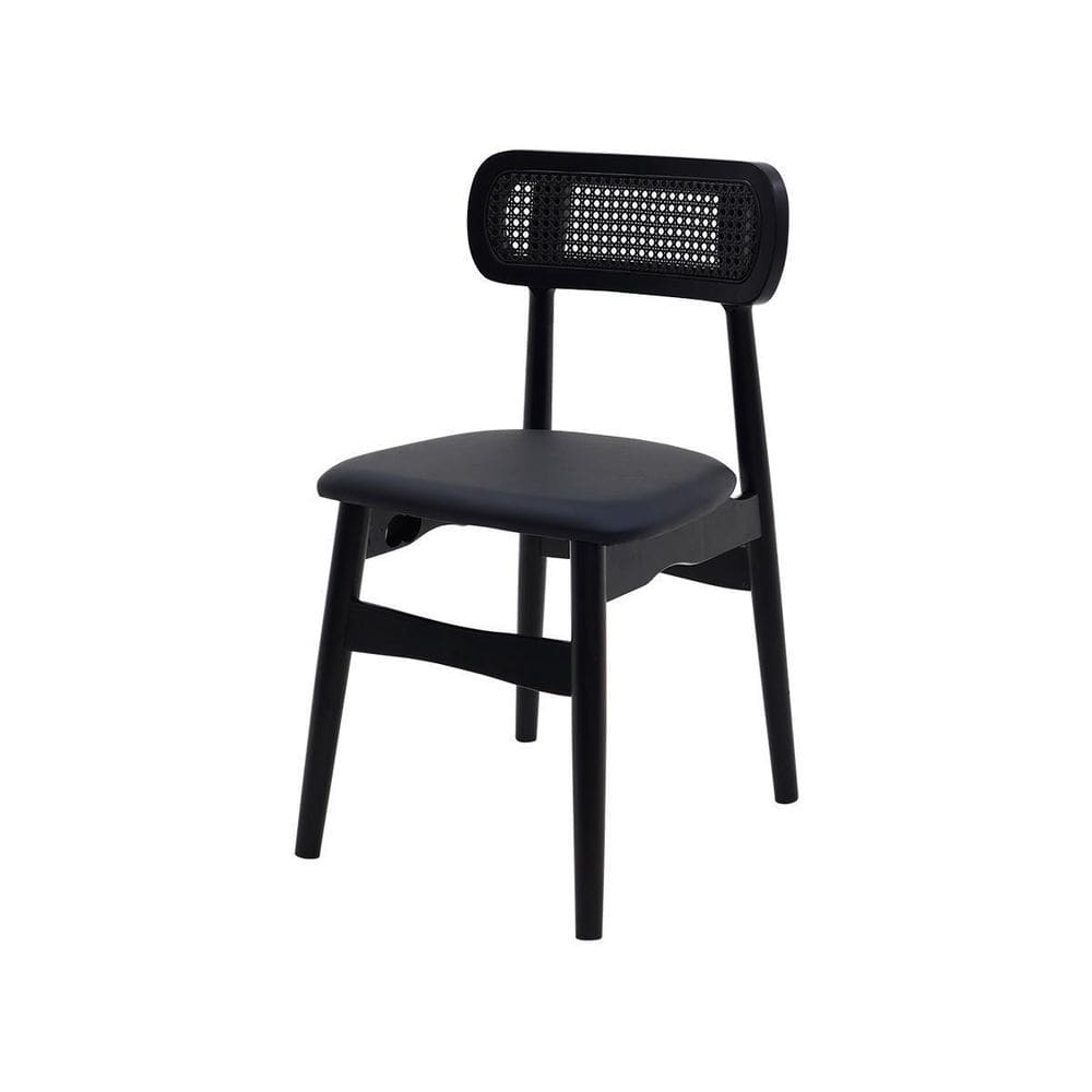 Cadeira De Jantar Rainer Moderna Cor Preta Telinha Madeira