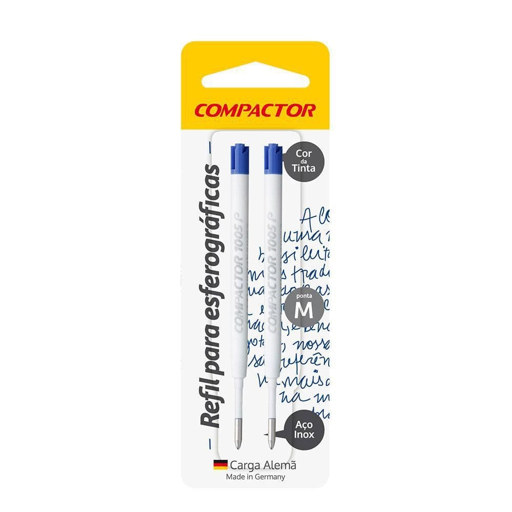 Carga Caneta Esferografica Azul Compactor 1005 Plastica 02Un