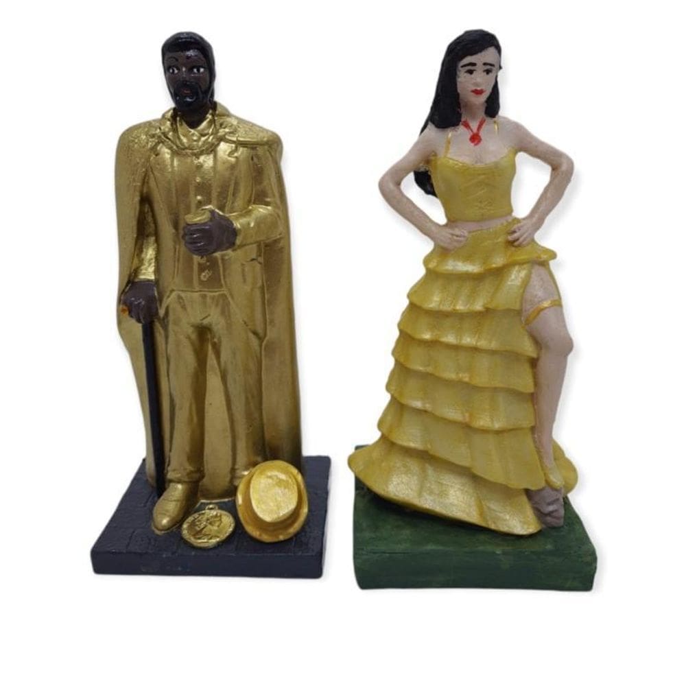 Casal Orixás Exú E Pomba Gira 15 Cm Resina-Seleciona A Cor