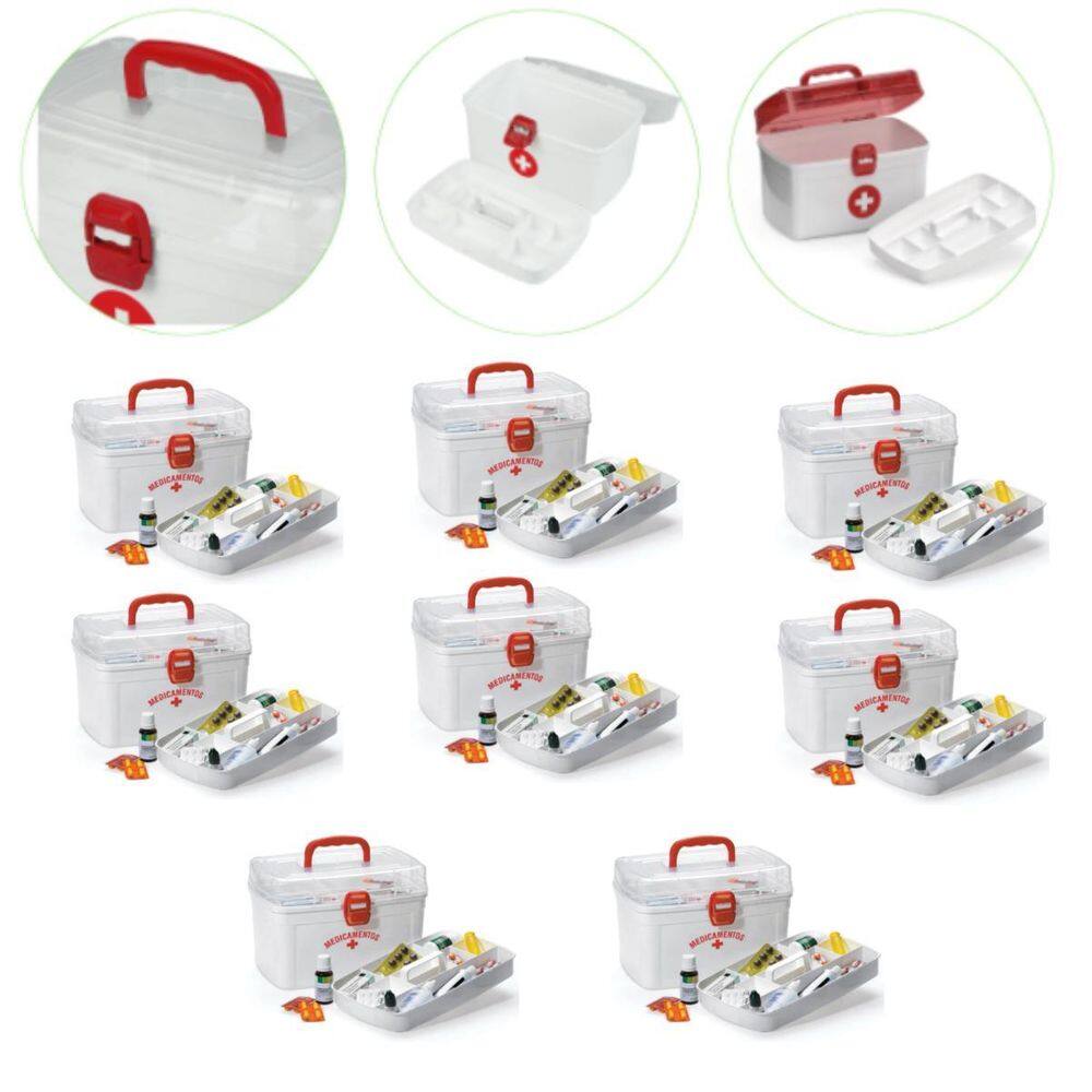Kit 8 Caixa Para Remédios G Com Alça 6,2L Litros Cor Branco