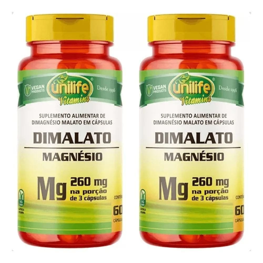 2X Kit 2 Magnésio Dimalato 60 Cápsulas Unilife