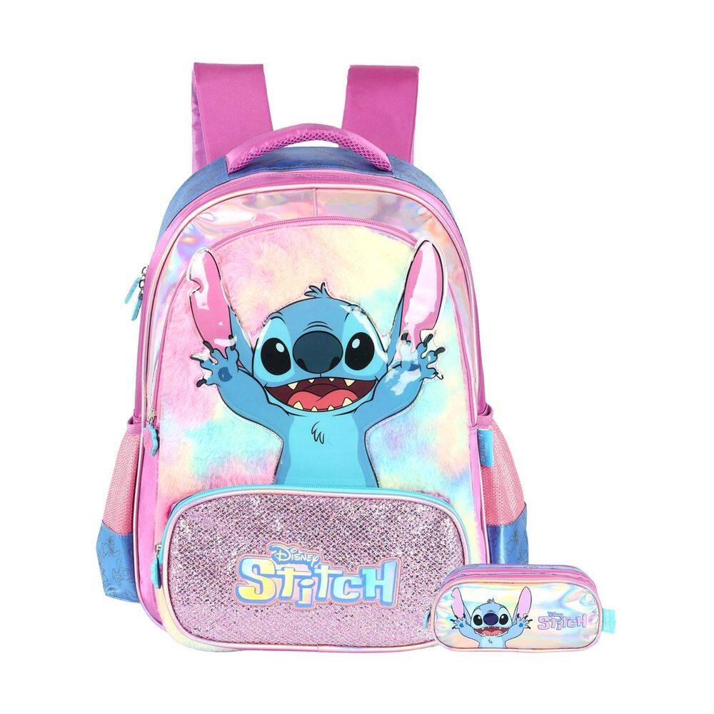 Kit Escolar Lilo Stitch Mochila De Costas + Estojo Triplo