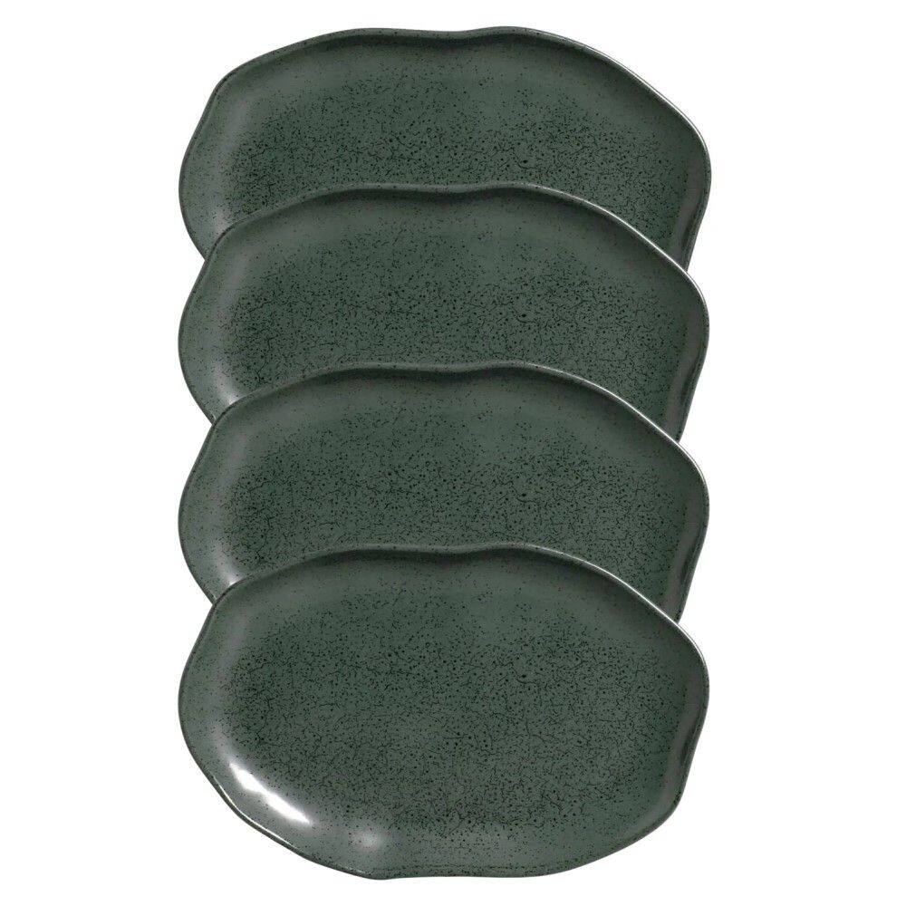 Conjunto com 04 Travessas Oval Rasa Média 30x20 cm Orgânico Greenery Porto Brasil