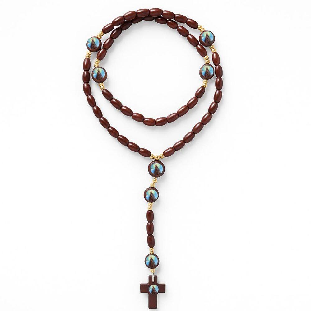 Terço Madeira Nossa Senhora Aparecida Conta 8Mm 48Cm Marrom