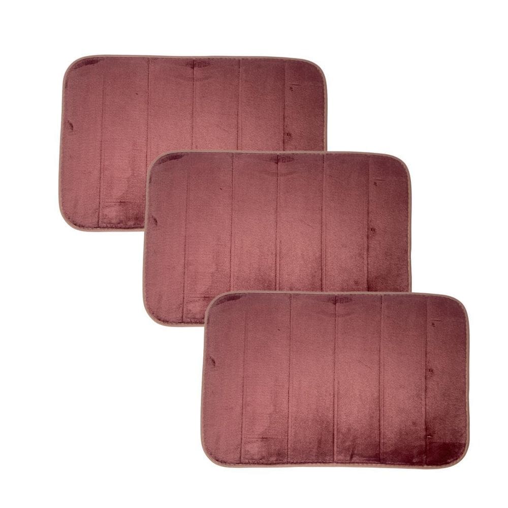 Kit 3 Tapetes Banheiro Cor Malva Antiderrapante 40X60