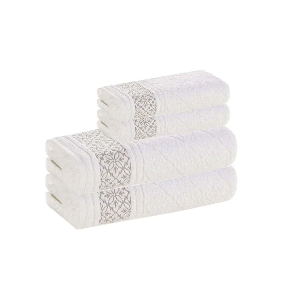 Jogo Toalha Bragança Fio Penteado Branco 4 Peças Karsten