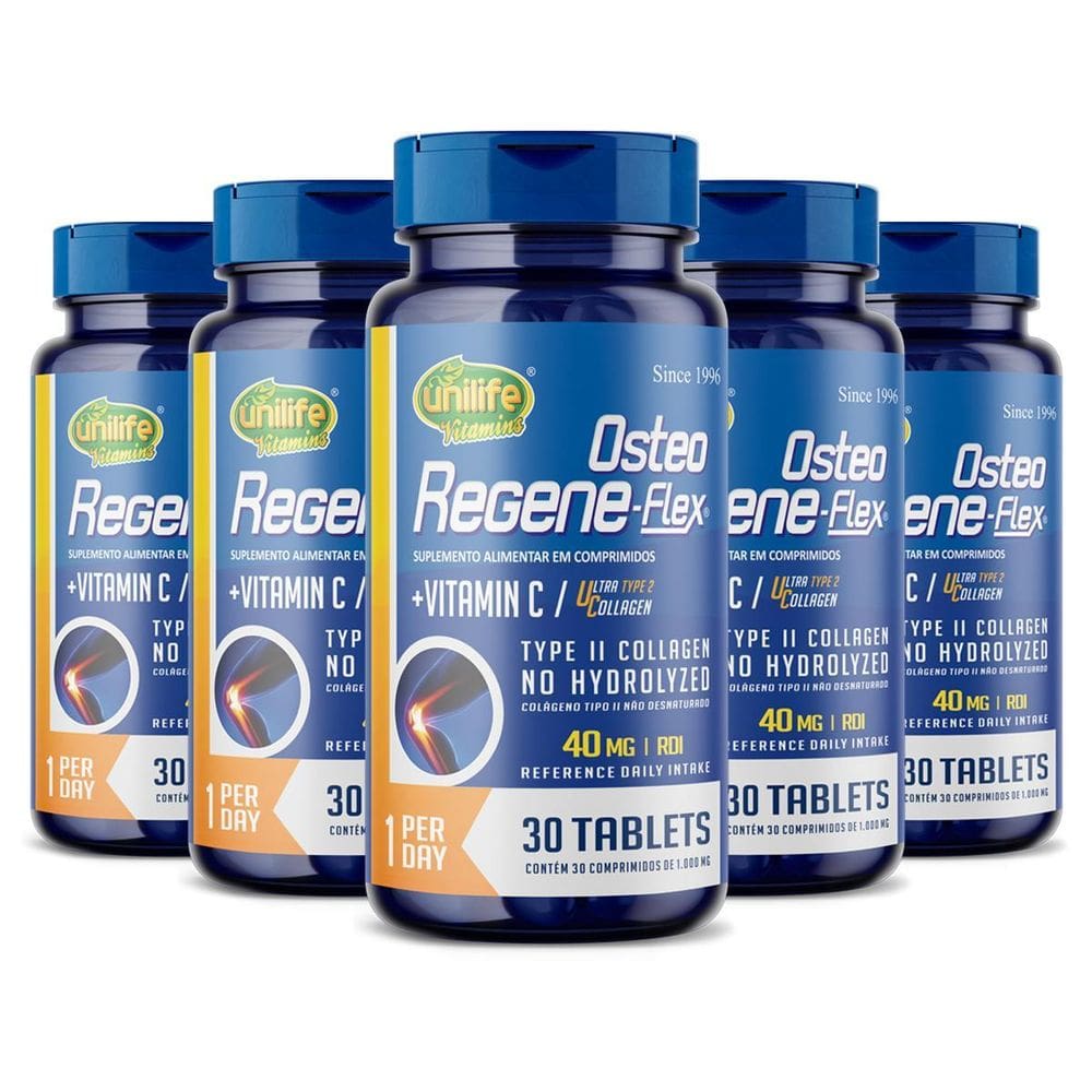 Kit 5 Colágeno Tipo 2 Ii 40Mg Regeneflex Osteo Unilife