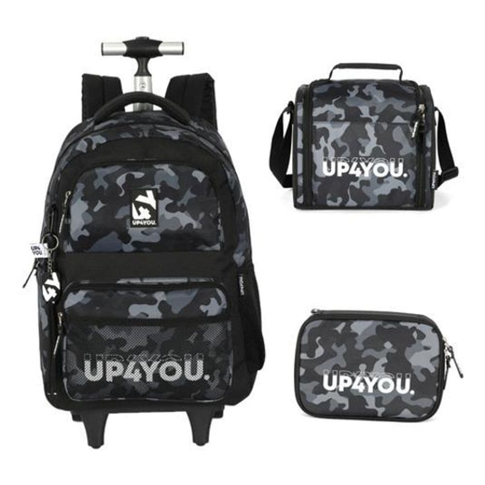 Kit Mochila De Rodinhas Camuflada Militar Up4You