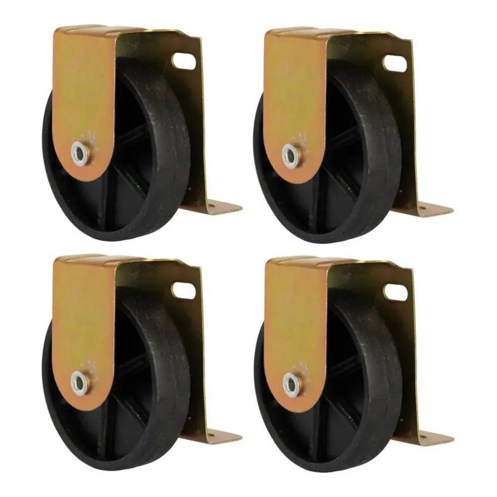 2X Kit 4 Rodizio Metálico Placa L Para Móveis Bicama Auxilia