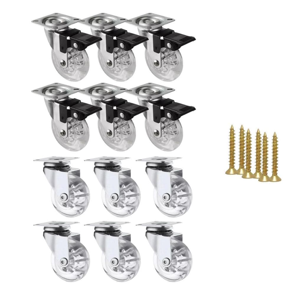 Kit 12 Rodízio Giratório Gel Rodinha Silicone 35Mm Parafusos