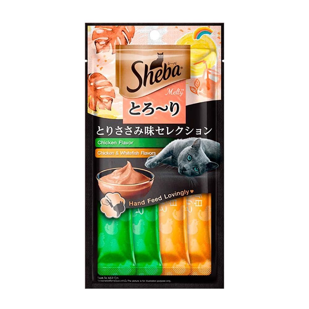 Petisco Sheba Cremoso Gatos Sabor Frango E Frango & Peixe