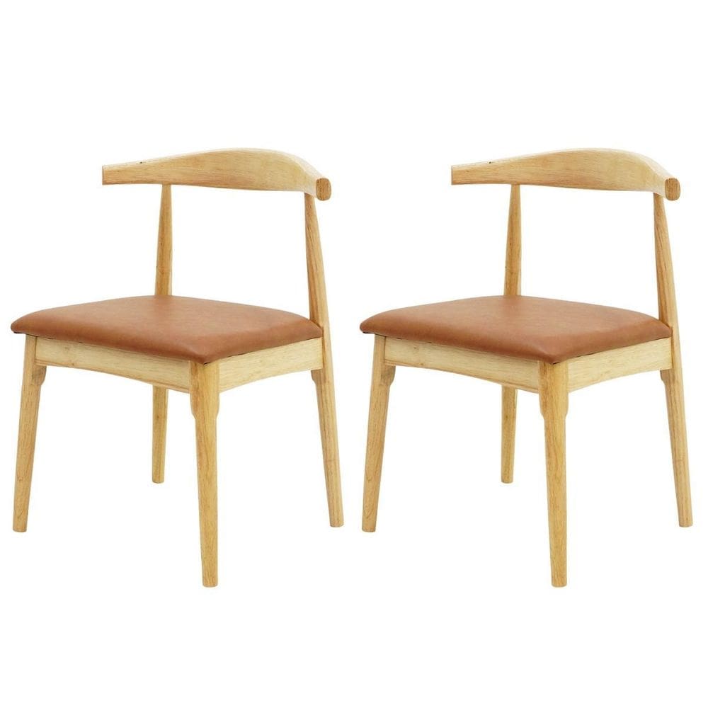 Kit 2 Cadeiras De Jantar Marrom Carina Elbow Base Madeira
