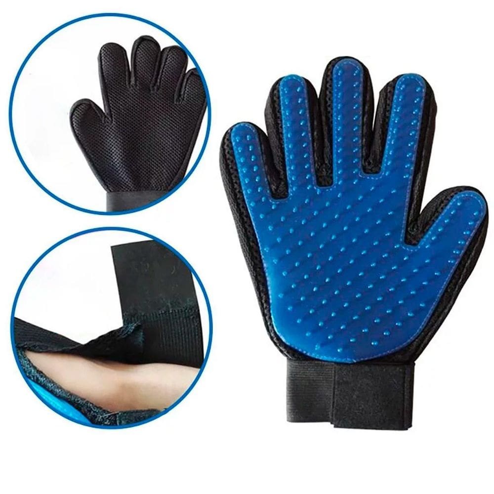 Luva Escova Magnetica Tira Pelos Para Pet - Cor Cinza