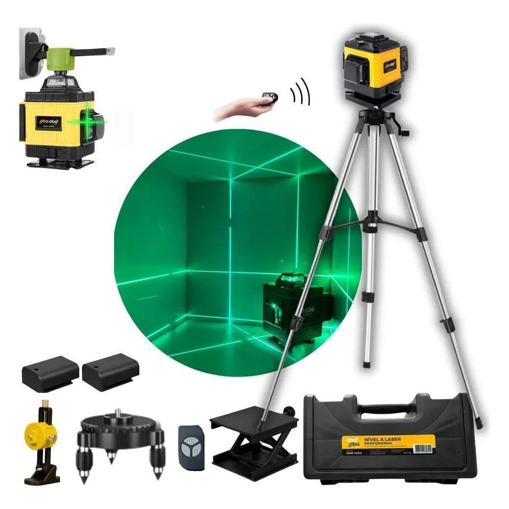 2X Nível A Laser 360O Verde 12 Linhas 3D Com Tripé Profissio