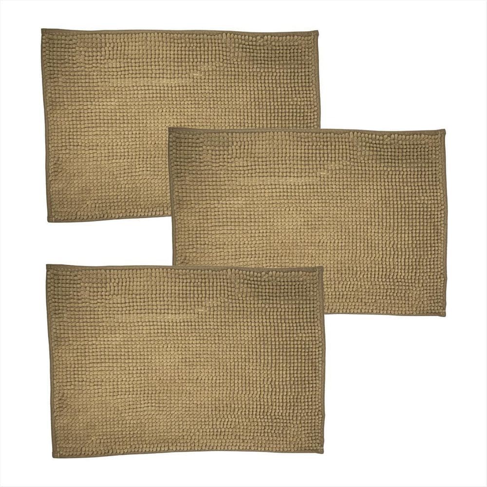 Jogo Tapete 3Pcs Absorvente Borracha Banheiro Quarto Seca Pé