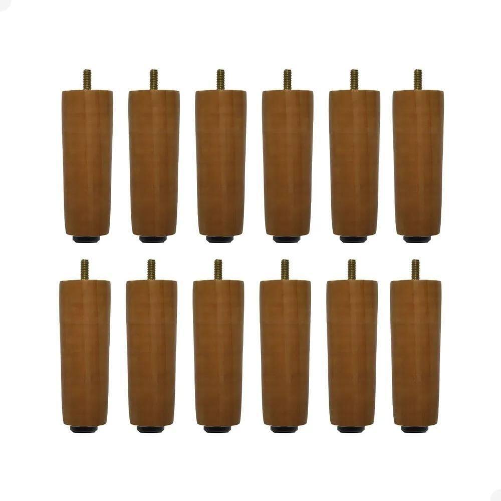 2X Kit 12 Pé De Cama Box Pés Madeira 12 Cm Cama De Casal Kin