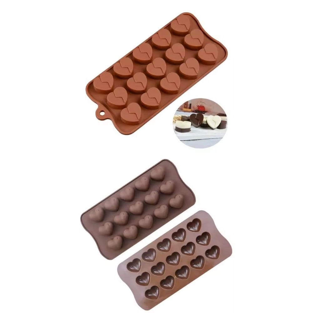 Kit 2 Moldes Silicone Chocolate Bombom Coraçao Coraçoes