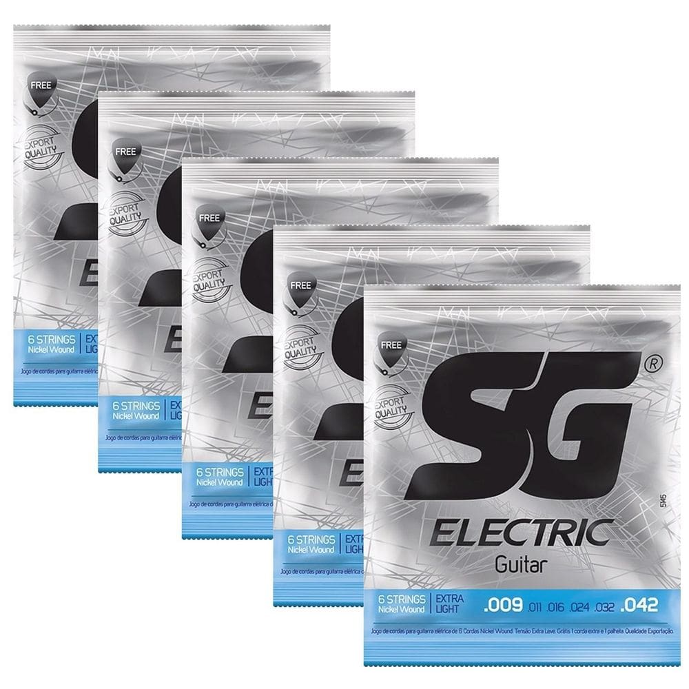 Kit 5 Encordoamentos Guitarra Sg Niquel 009 Cod 5145