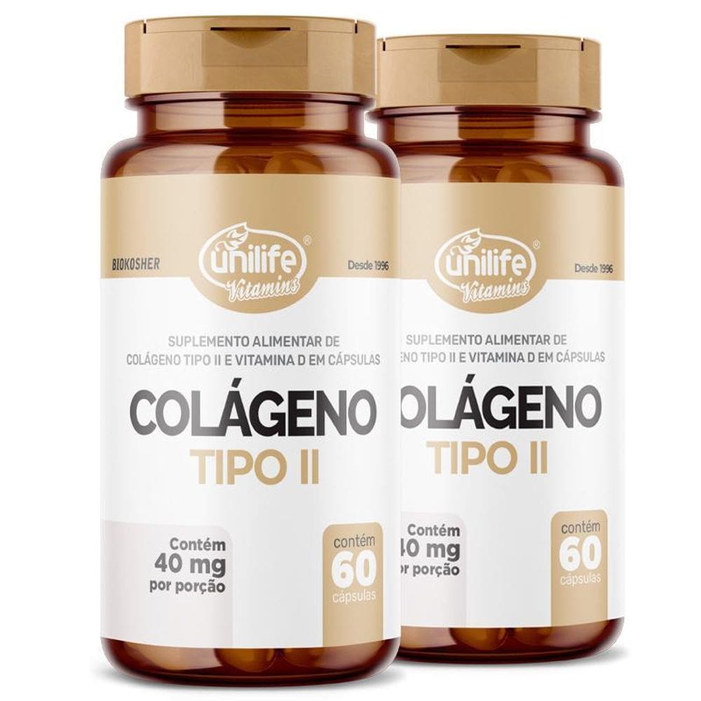 Kit 2 Colágeno Tipo Ii Com Vitamina D Unilife 60 Cápsulas