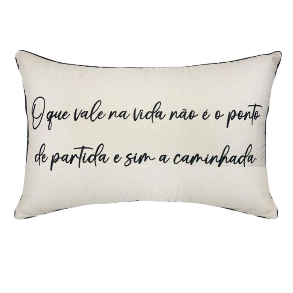 Almofada Sarja Com Frase 190-06 35X52 Decortextil