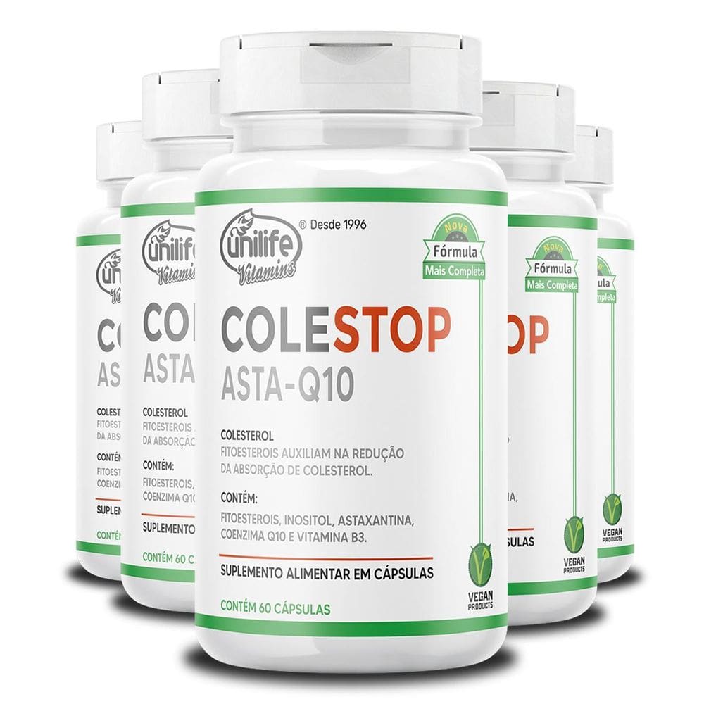 Kit 5 Colestop Asta Q10 Unilife 60 Cápsulas