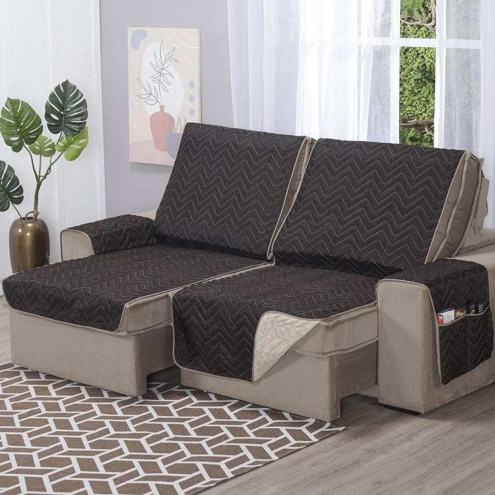 Protetor Sofá Retrátil Capa 4 Lugares 2,20M Assento Dupla