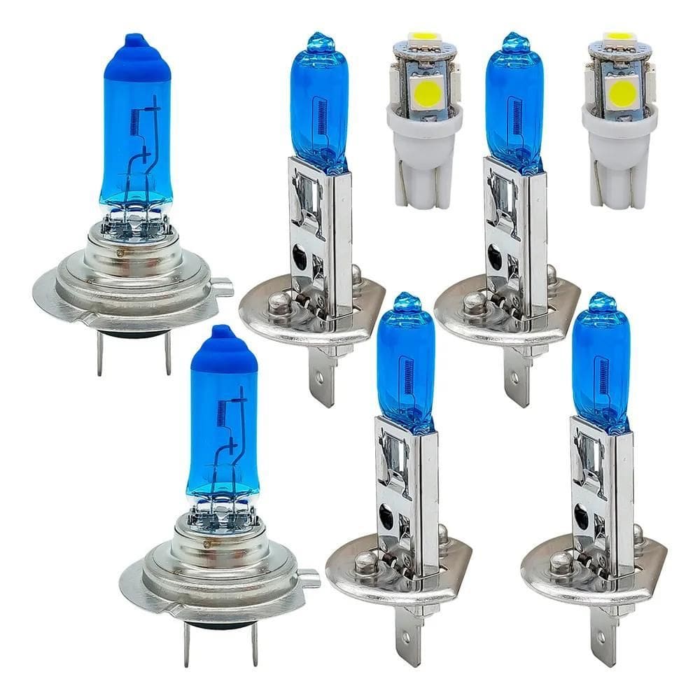 Kit Lâmpadas Super Brancas H1 H7 T10 + M - Stilo 2003 A 2011