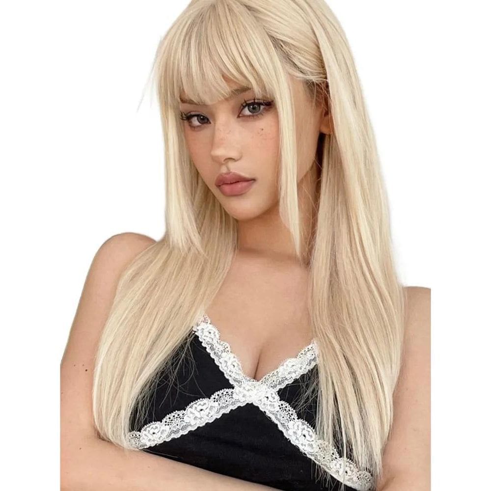 2X Peruca Loira Orgânica Lace Cabelo Longo Liso