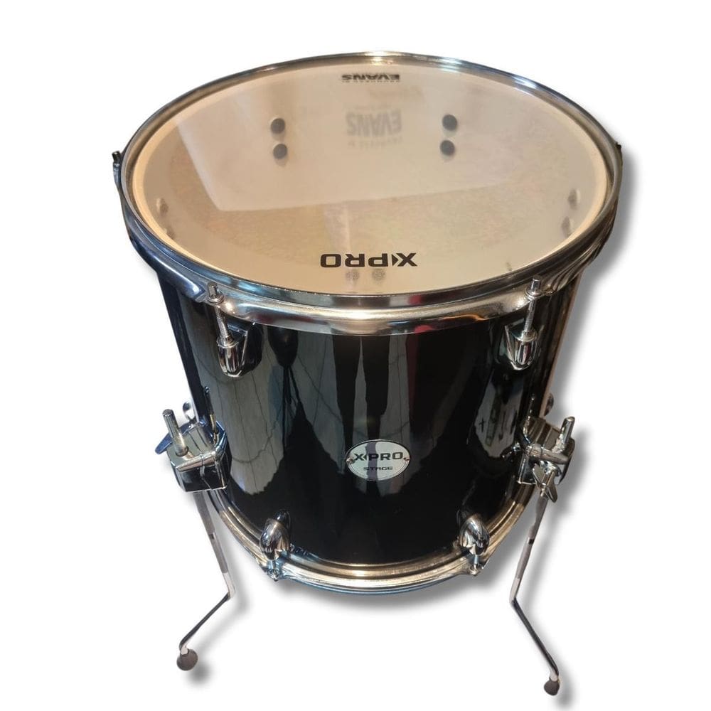 Surdo 14 X 14 Madeira 6 Afinações Preto 3 Pés Stage X-Pro