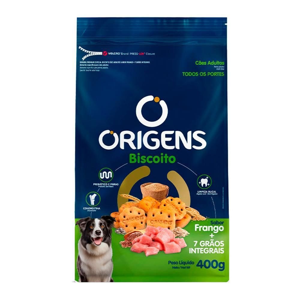 Biscoito Origens Cães Adultos Frango + 7 Grãos 400G