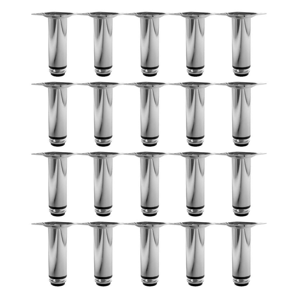 Kit 20 Pés Para Móveis Regulável Redondo Cromado 15Cm