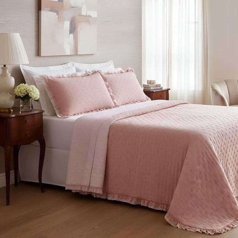 Cobre Leito Casal Queen Size 200 Fio Magnólia Luxo Aconchego