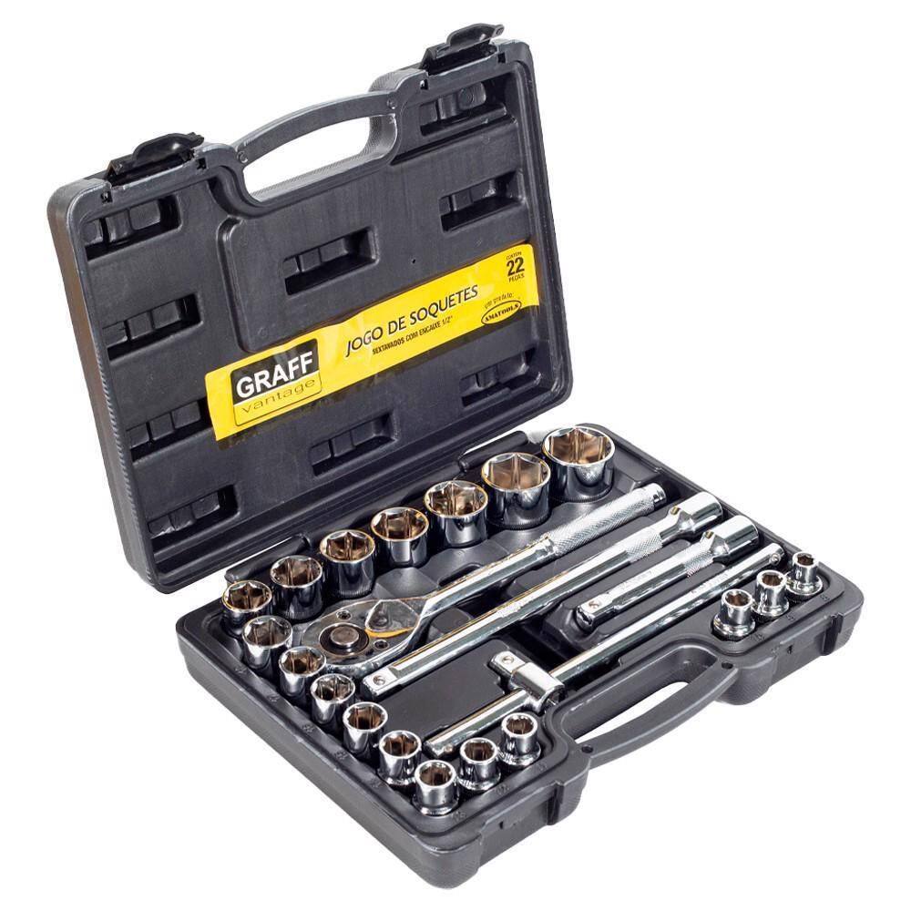Jogo De Soquete Sextavado 1/2`` Com 22 Peças - Graff Vantage