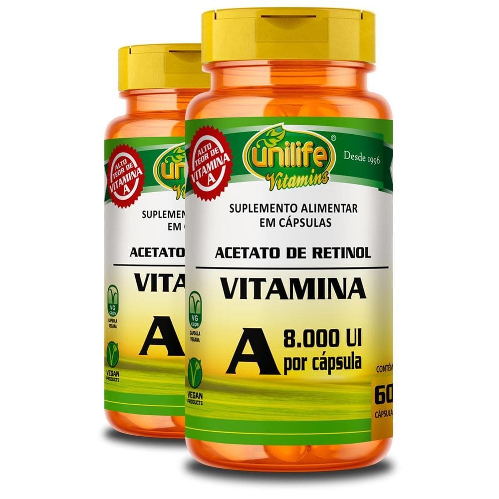 Kit 2 Vitamina A Retinol Unilife 60 Cápsulas