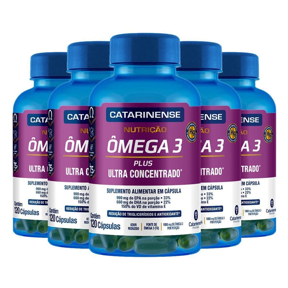 Kit 5 Ômega 3 Concentrado Catarinense 120 Capsulas