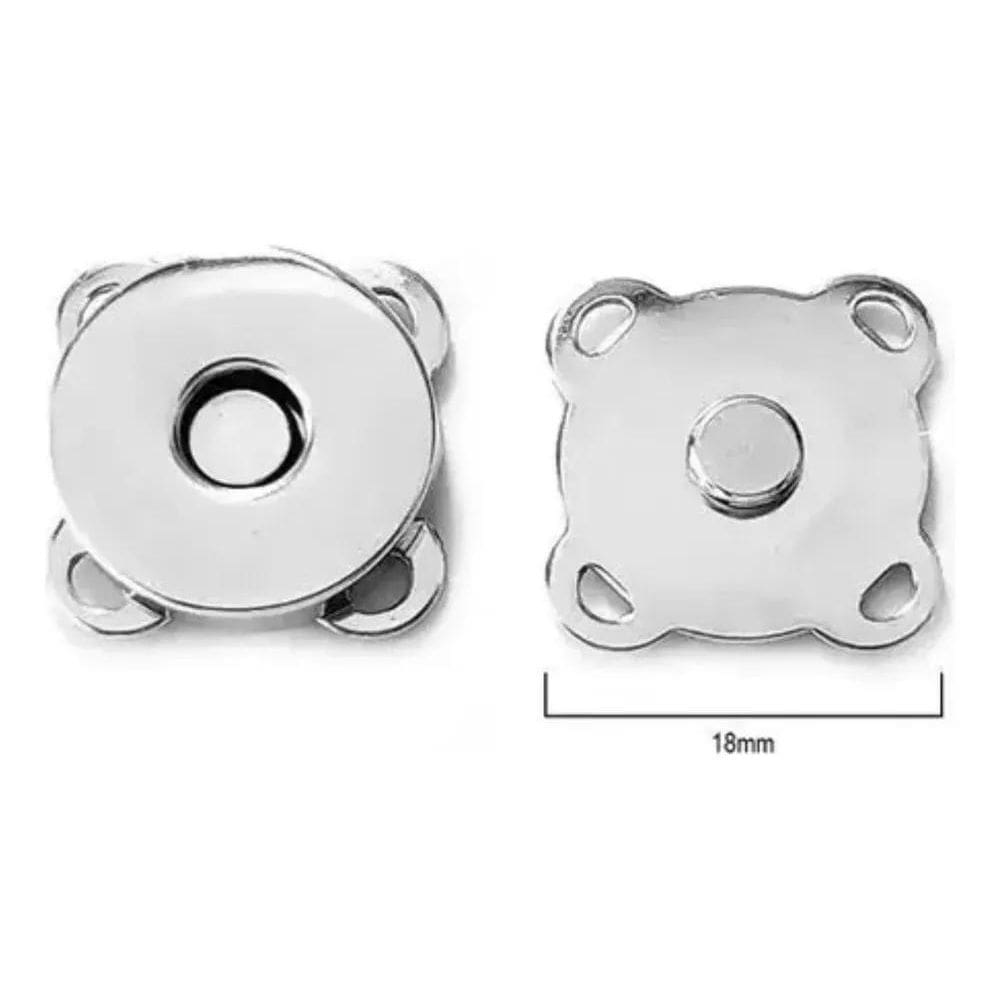 2X Kit 10 Botões Imantado Magnético Fecho Cor Níquel 18Mm Im