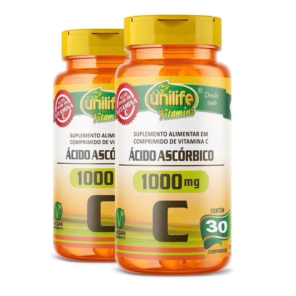 Ácido Ascórbico Vitamina C 30 Comprimidos Kit 02 Unidades