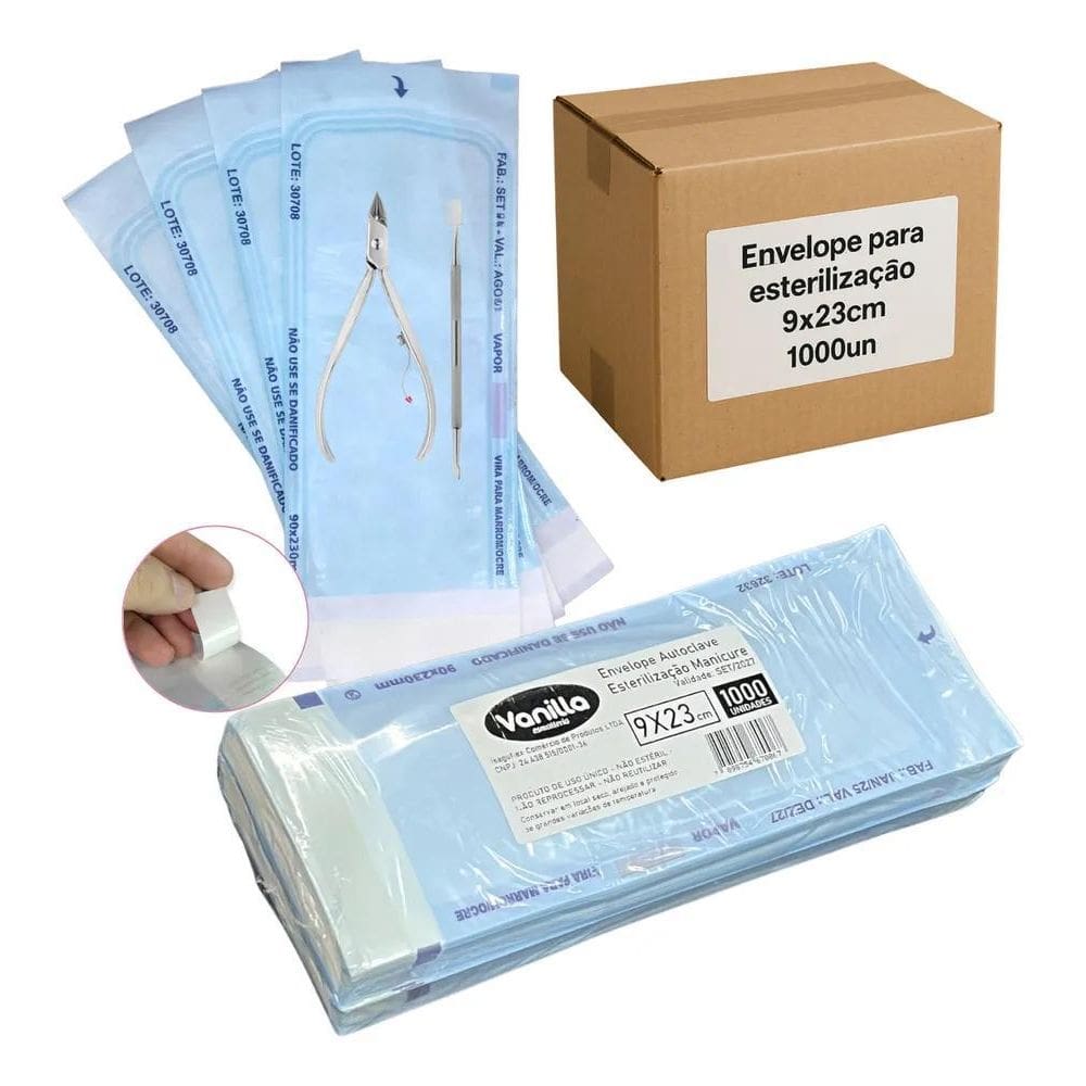2X Envelope Autoclave Esterilização Manicure 9Cm X 23Cm 1000