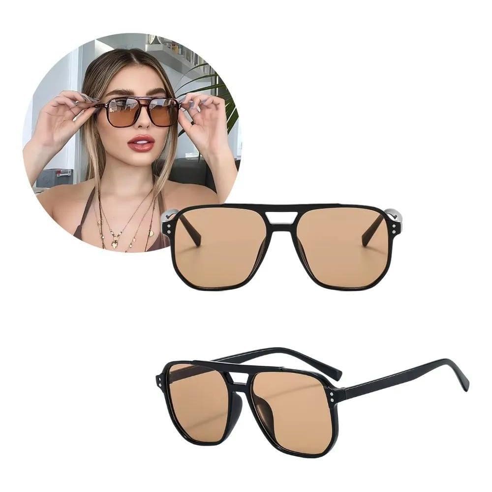 2X Óculos De Sol Feminino Estilo Blogueira Quadrado Uv