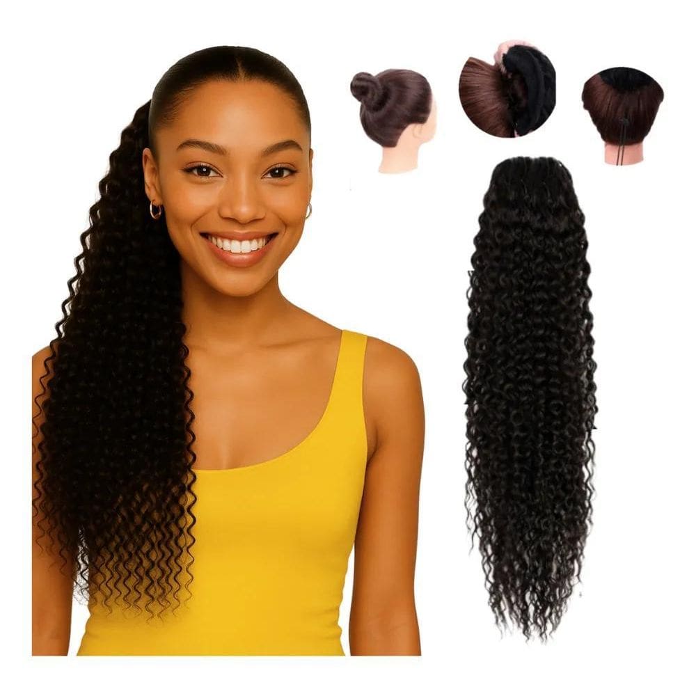 2X Rabo De Cavalo Orgânico Afro Cacheado Idêntico Ao Humano