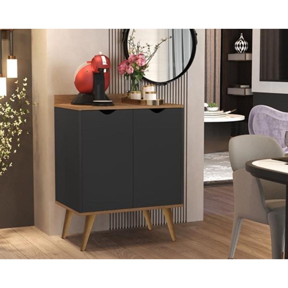 Aparador Buffet 2 Portas 4545 Plus Preto / Nature Comprar