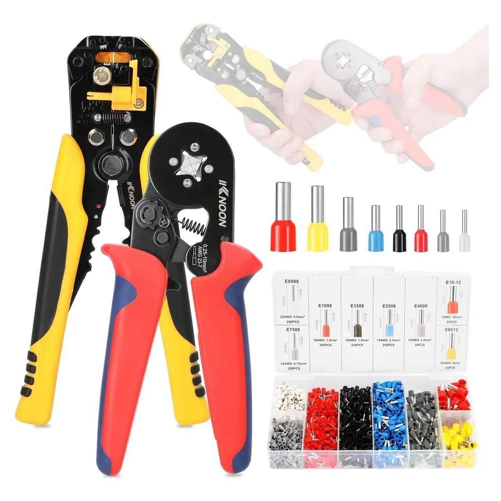 Kit Alicate Crimpar Descascador 1200 Terminais Ilhós Tubular