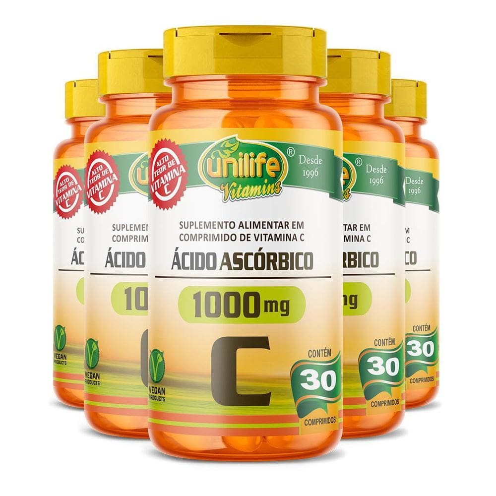 Ácido Ascórbico Vitamina C 30 Comprimidos Kit 05 Unidades
